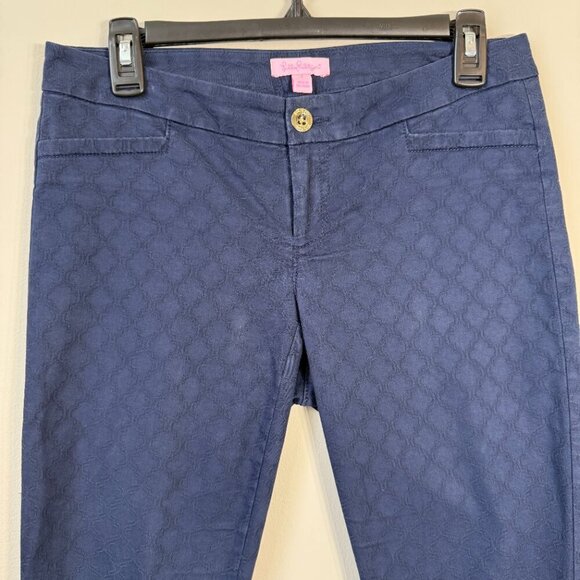 Lilly Pulitzer Kelly Textured Skinny Pants Women's 2 Navy Blue Ankle Preppy Chic - Picture 6 of 12